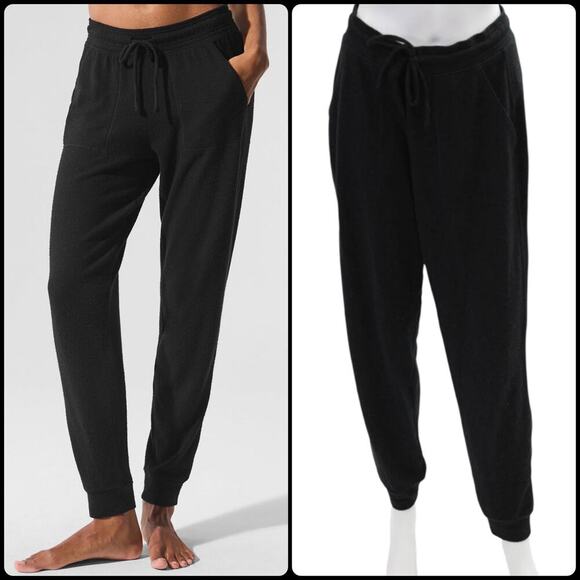 Alo Yoga Soho Sweatpant Black Alolux Relaxed Fit Lounge Joggers Size Medium - Picture 1 of 15